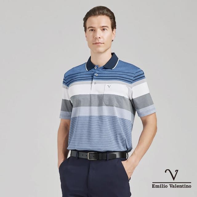 【Emilio Valentino 范倫鐵諾】男裝 吸濕速乾涼感彈性胸袋短袖POLO衫_白/灰/藍(15-4V8906)
