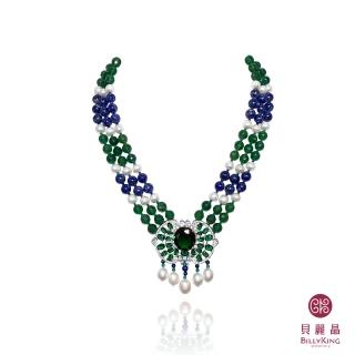 【BILLY KING 貝麗晶】珍珠綠瑪瑙青金項鍊(MOMO獨賣 NP876)