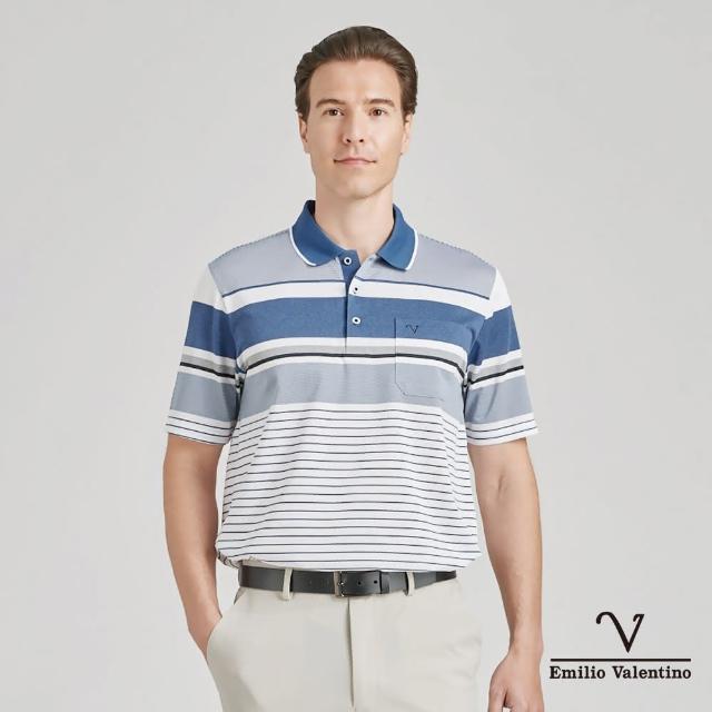 【Emilio Valentino 范倫鐵諾】男裝 吸濕速乾涼感彈性胸袋短袖POLO衫_白/灰/藍(15-4V8907)
