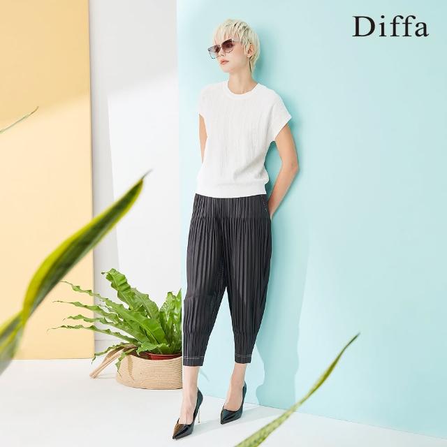 【Diffa】輕奢質感壓褶長褲-女