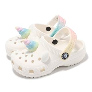 【Crocs】洞洞鞋 Classic Iam Rainbow Unicorncgt 小童 粉筆色 經典獨角獸小克駱(2097010WV)