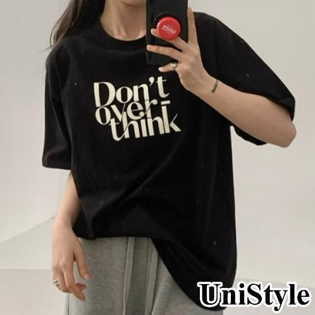 【UniStyle】圓領短袖T恤 韓版個性字母印花  女 UP1530(黑)