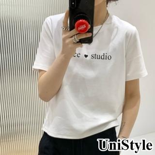 【UniStyle】圓領短袖T恤 韓版nice字母印花 女 UPT1551(白)