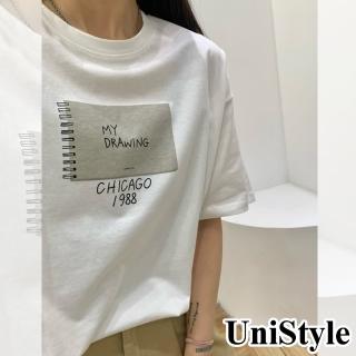 【UniStyle】圓領短袖T恤 韓版筆記本印花文青風 女 UP1546(線圈本)