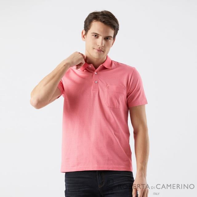 【ROBERTA 諾貝達】男裝  抗UV印花短袖POLO衫-粉色(休閒百搭)