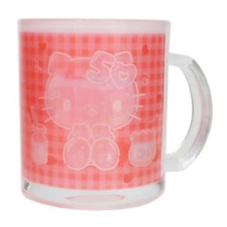 【小禮堂】Sanrio 三麗鷗 Hello Kitty 玻璃馬克杯 50週年紀念 320ml(平輸品)