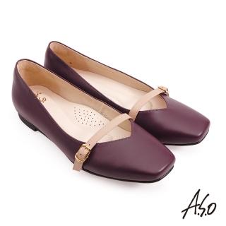 【A.S.O 阿瘦集團】A.S.O 職場通勤 健步窩心瑪莉珍平底鞋(紫)