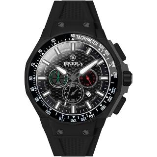 【BRERA 布雷拉】義大利 米蘭精品 超跑概念 GT2 三眼計時腕錶-黑(BMGTQC4503)