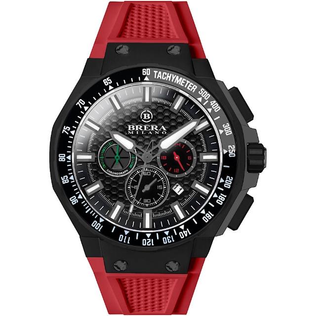【BRERA 布雷拉】義大利 米蘭精品 超跑概念 GT2 三眼計時腕錶-紅(BMGTQC4503A)