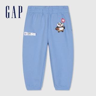 【GAP】男幼童裝 Gap x 功夫熊貓聯名 Logo印花束口鬆緊褲-天藍色(890538)