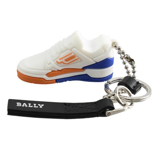 【BALLY】限定聯名CHAMPION球鞋造型皮革雙吊飾鑰匙圈(白)