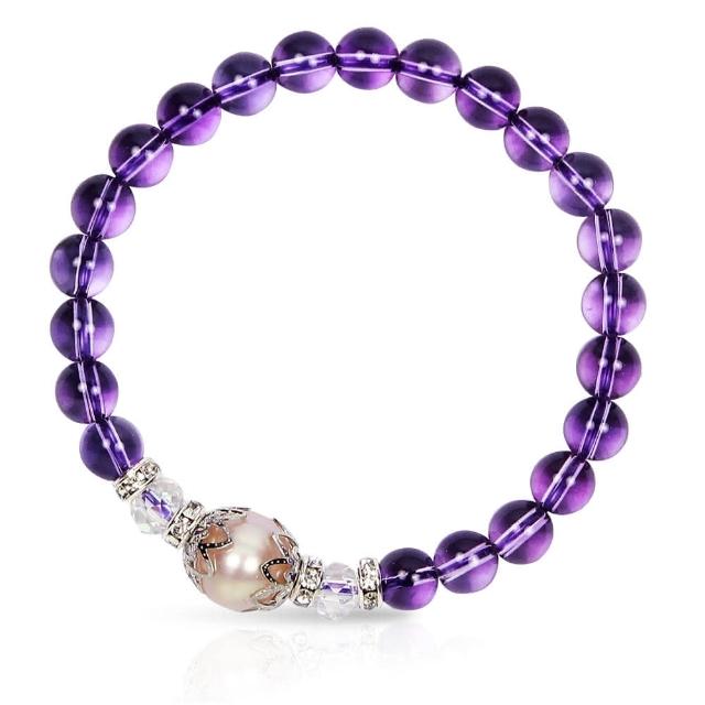 【A1寶石】紫水晶手鍊/紫晶/（珍珠）能量晶鑽水晶手鍊(加贈淨化手鍊白水晶一包)