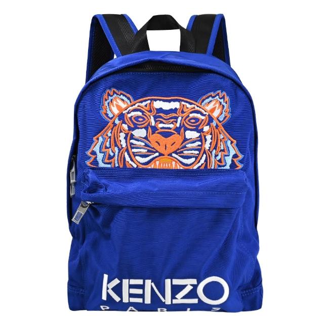 【KENZO】經典大刺繡虎頭LOGO厚尼龍手提旅用包後背包(藍/橘 大款)