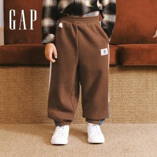 【GAP】男幼童裝 Logo刷毛束口鬆緊褲-摩卡棕(837010)
