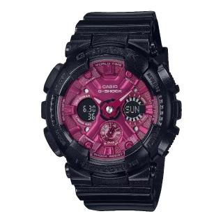 【CASIO 卡西歐】經典黑雙顯時尚腕錶/紫羅蘭紅 45.9mm(GMA-S120RB-1A)