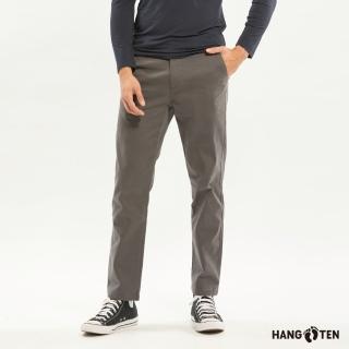 【Hang Ten】男裝-SLIM TAPERED修身錐形斜紋經典長褲(深灰)
