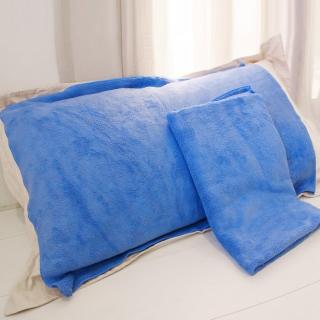 【Yenzch】珊瑚絨枕頭巾/2入 70x50cm 寶藍色(RM-90007-2 台灣製)