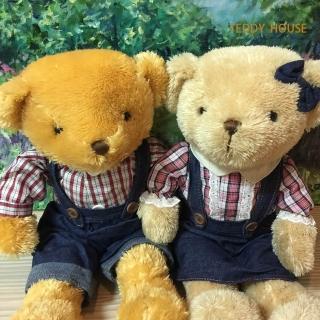 【TEDDY HOUSE 泰迪熊】泰迪熊玩偶公仔絨毛娃娃紅格牛仔泰迪熊對熊小