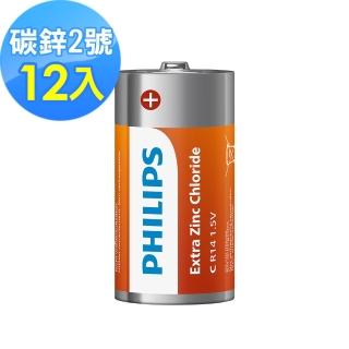【Philips 飛利浦】2號碳鋅電池 共12顆(2入*6)