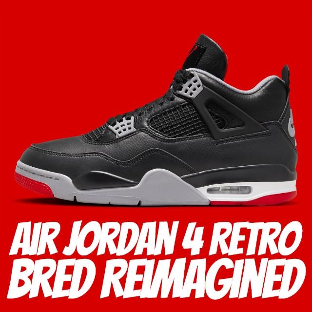 NIKE 耐吉】休閒鞋AIR JORDAN 4 RETRO BRED REIMAGINED 黑紅男鞋FV5029