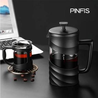 【PINFIS 品菲特】玻璃法式濾壓壺 咖啡沖泡壺 茶壺-350ml(時尚黑)