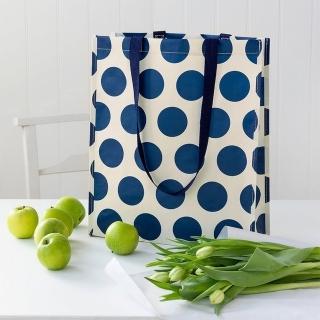 【Rex London】環保購物袋 藍點(購物袋 環保袋 收納袋 手提袋)