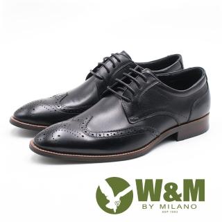 【W&M】壓紋紳士綁帶男皮鞋(黑)
