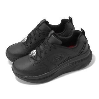 【SKECHERS】休閒鞋 D Lux Walker SR 女鞋 黑 皮革 厚底 避震 止滑 全黑 工作鞋(108018-BLK)