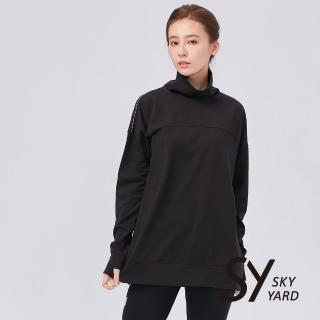 【SKY YARD】網路獨賣款-立領織帶長袖衛衣(黑色)