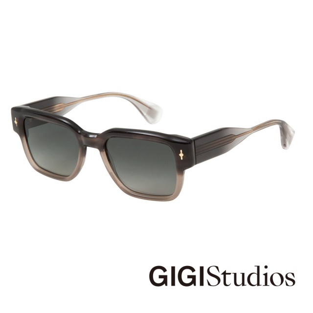 【GIGI Studios】特色垂直金飾偏光太陽眼鏡(漸層灰 - DALI-6647/4)