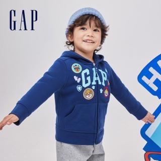 【GAP】男幼童裝 Gap x 汪汪隊立大功聯名 Logo印花刷毛連帽外套-深藍色(847354)