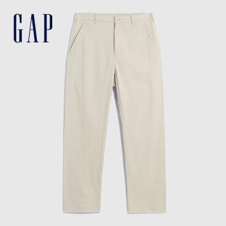 【GAP】男裝 商務直筒長褲-米白色(840885)