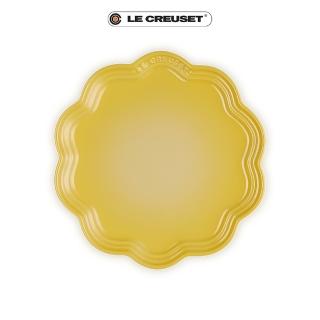 【Le Creuset】瓷器蕾絲花邊盤 22cm(溫桲黃)
