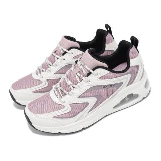 【SKECHERS】休閒鞋 Tres-Air Uno 女鞋 白 紫 避震 透氣 氣墊 記憶鞋墊 厚底 運動鞋(177424-WLV)