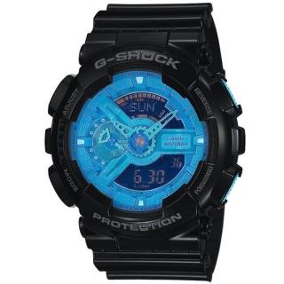 【CASIO】G-SHOCK 超重型戰機雙顯錶(藍黑 GA-110B-1A2DR)