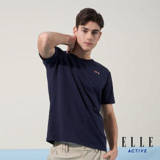 【ELLE ACTIVE】男女共款 法式經典塗鴉印花圓領短袖T恤-深藍色(EA24M2F1603#39)