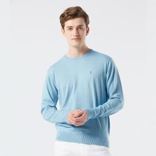 【ROBERTA 諾貝達】男裝 藍色純羊毛衣-柔軟親膚 防縮(巴素蘭羊毛)