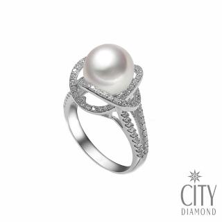 【City Diamond 引雅】日本進口天然南洋珠水鑽戒指(戒圍#11)