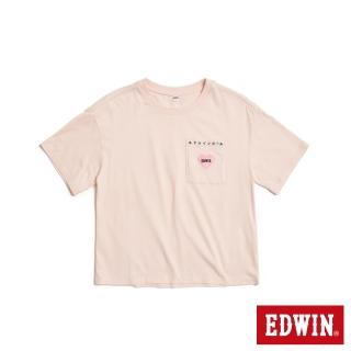 【EDWIN】女裝 TY2K愛心寬短版短袖T恤(淡粉紅)