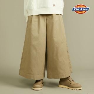 【Dickies】女款沙色斜紋打褶設計寬鬆休閒長褲｜DK012339CH1