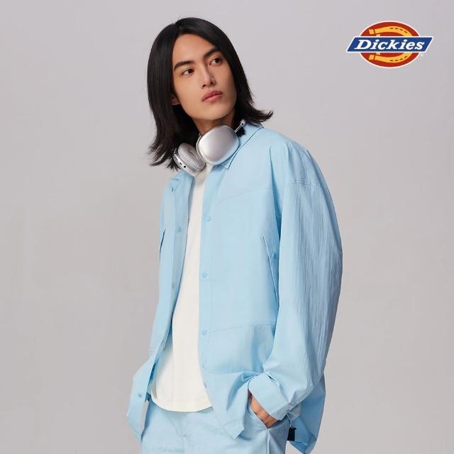 【Dickies】男款晴空藍輕量柔軟抗UV寬版長袖襯衫｜DK011526E65