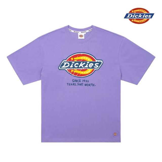 【Dickies】男女款丁香紫胸前大尺寸Logo吸濕排汗短袖T恤｜DK011565F62