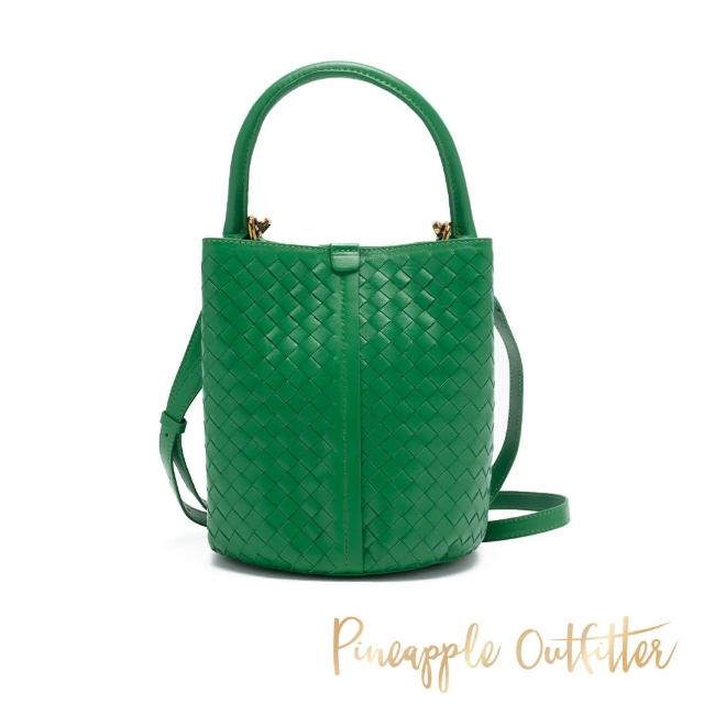【Pineapple Outfitter】YAEL 羊皮編織手提/斜背水桶包(綠色)