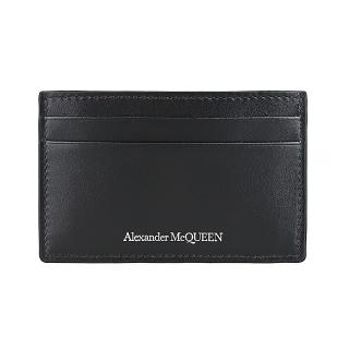 【Alexander McQueen】ALEXANDER McQUEEN經典字母LOGO小牛皮4卡卡夾(黑)