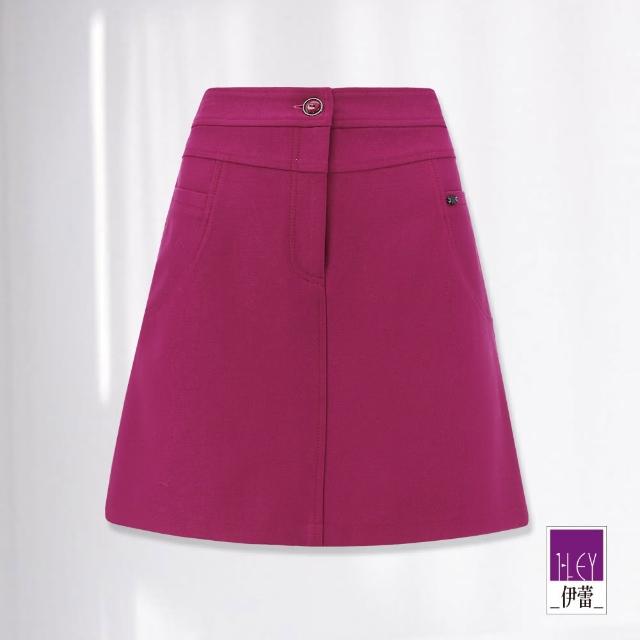 【ILEY 伊蕾】厚磅雙腰頭A字褲裙(紫色；M-XL；1233012475)