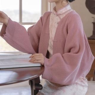 【Paiya 派亞】秋季新款復古溫柔風新中式國風針織衫設計感短款上衣毛衣外套(均碼M-2XL可穿)