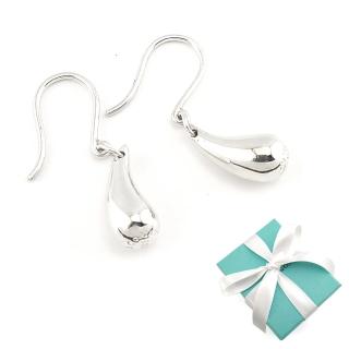 【Tiffany&Co. 蒂芙尼】925純銀-Teardrop 淚滴造型墜飾掛式耳環