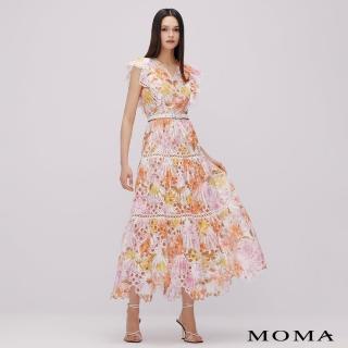 【MOMA】春形象款｜春氛花漾蕾絲洋裝(橘色)