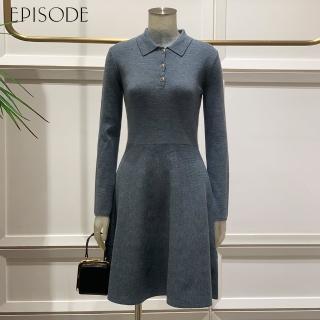 【EPISODE】氣質簡約羊毛收腰長袖針織洋裝135711