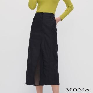 【MOMA】率性異材拼接窄裙(黑色)